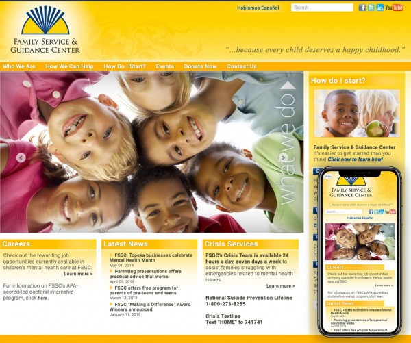 Umbrella website for Family Service and Guidance Center.