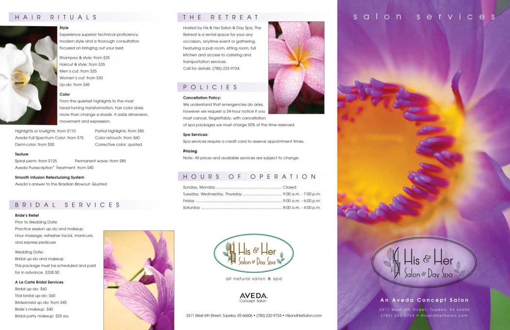 2011 H H Salon Menu Final front